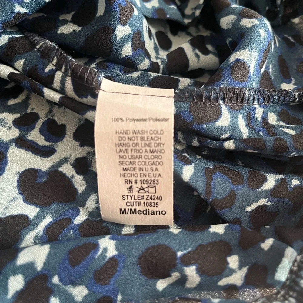 Vintage Havana Blue Patterned Women's Long Sleeve Flowy Blouse Size Medium - Picture 11 of 16